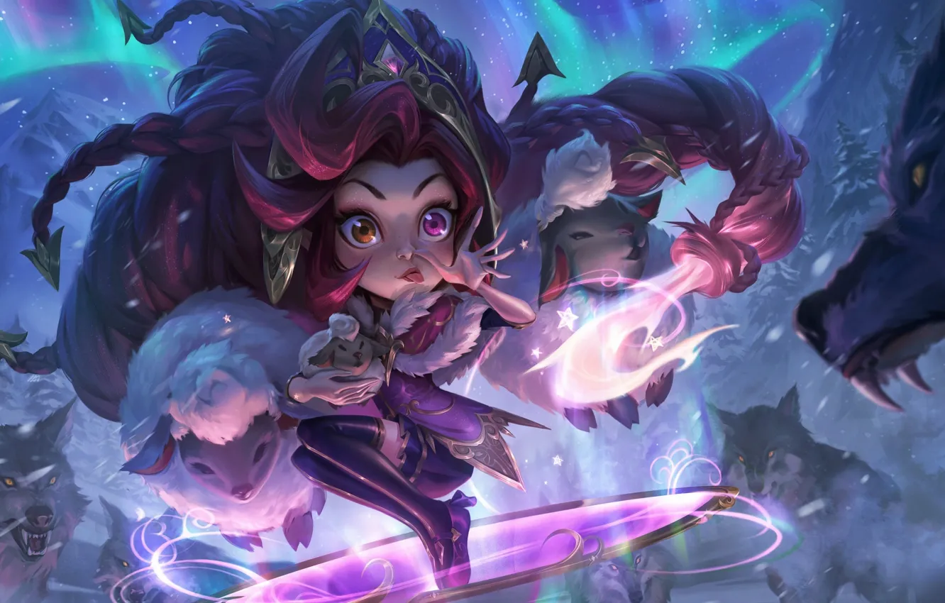 Photo wallpaper flight, wolves, game, character, Blizzard, character, League of Legends, facial expressions