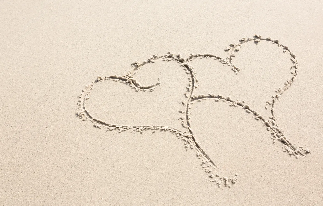 Photo wallpaper sand, beach, holiday, hearts, Valentine's day