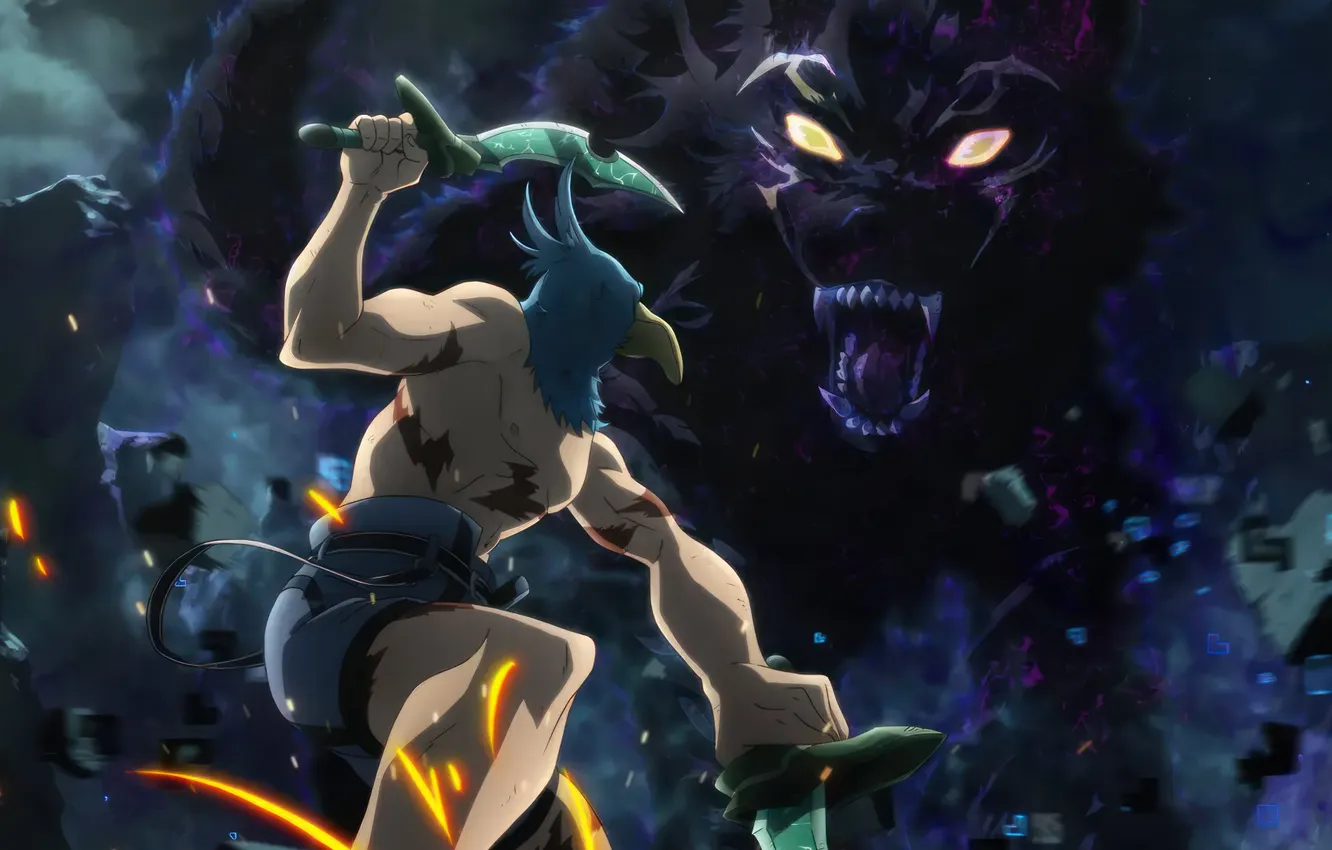 Photo wallpaper sword, game, bird, anime, boy, ken, wolf, blade