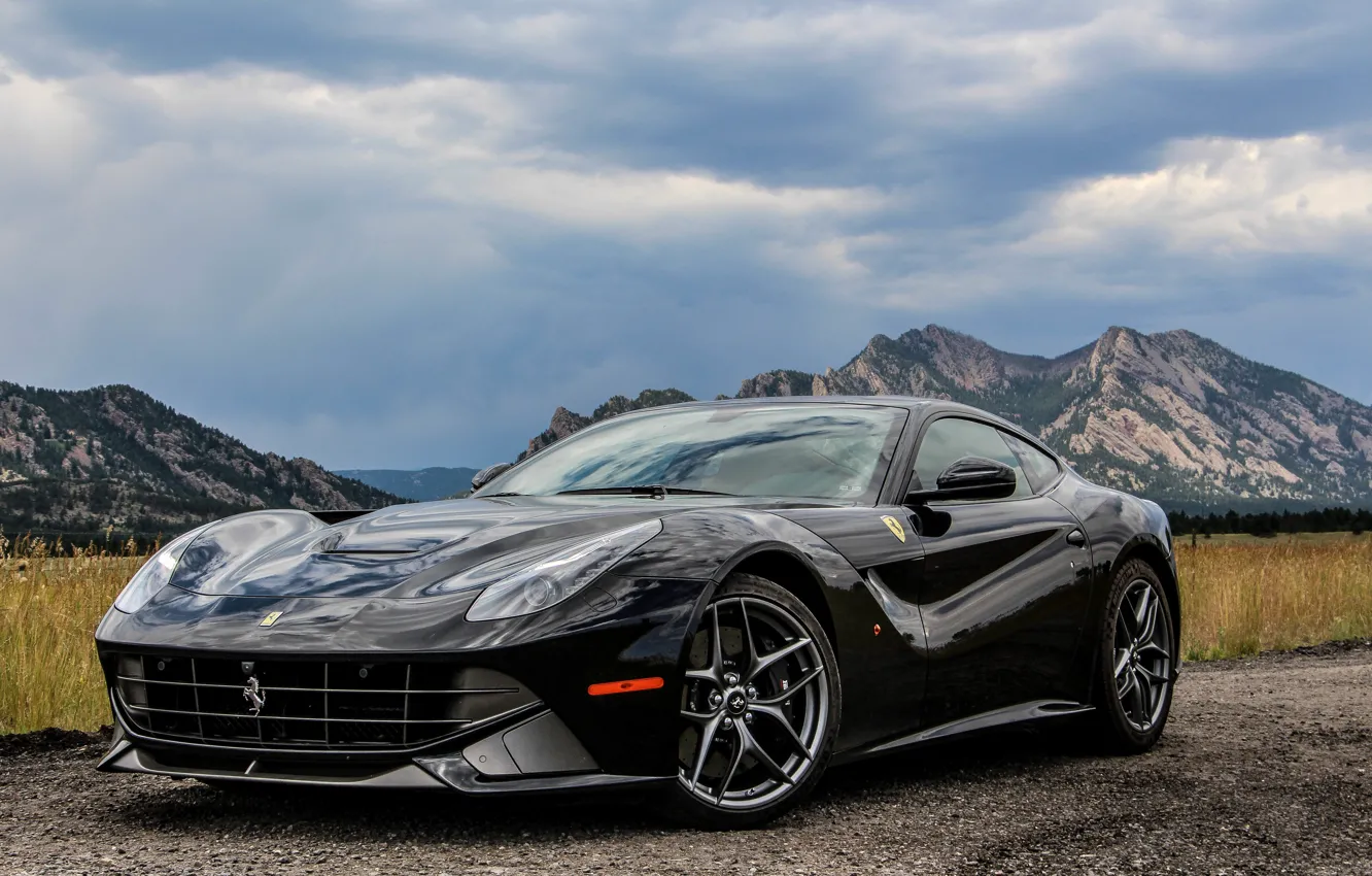 Photo wallpaper ferrari, black, f12, berlinetta