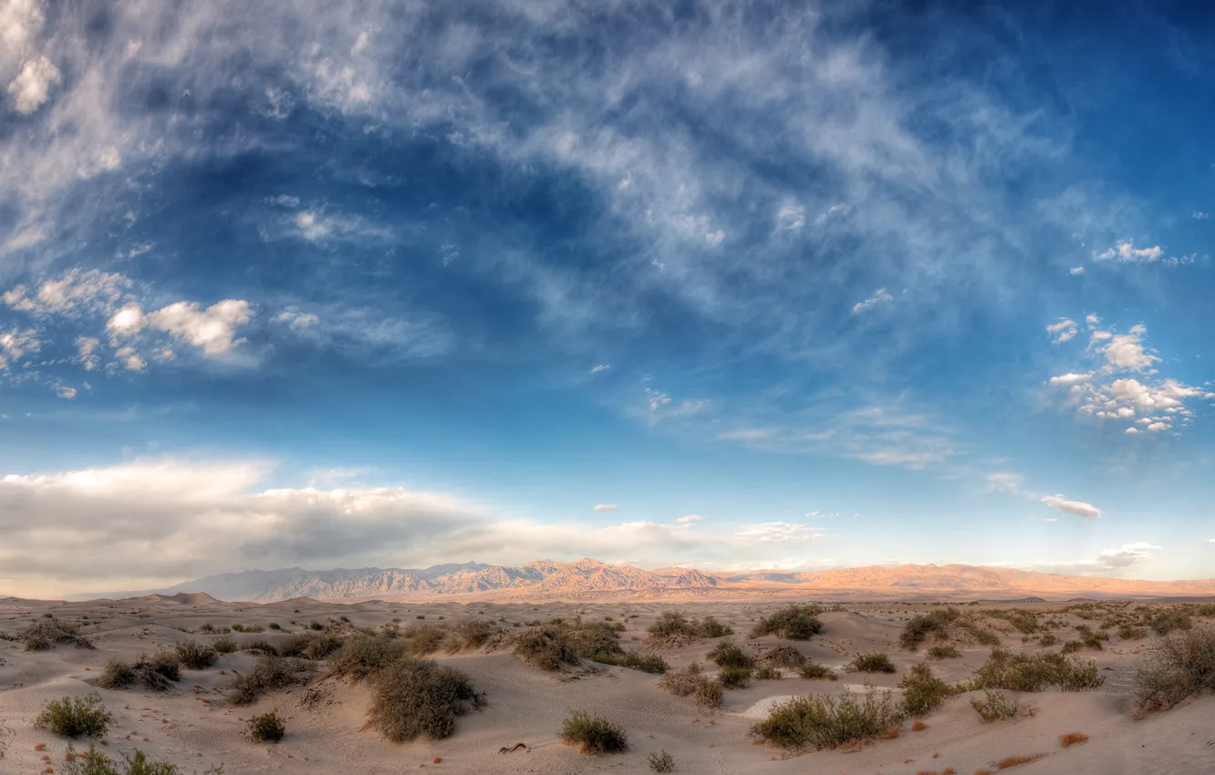 Photo wallpaper sand, the sky, mountains, desert