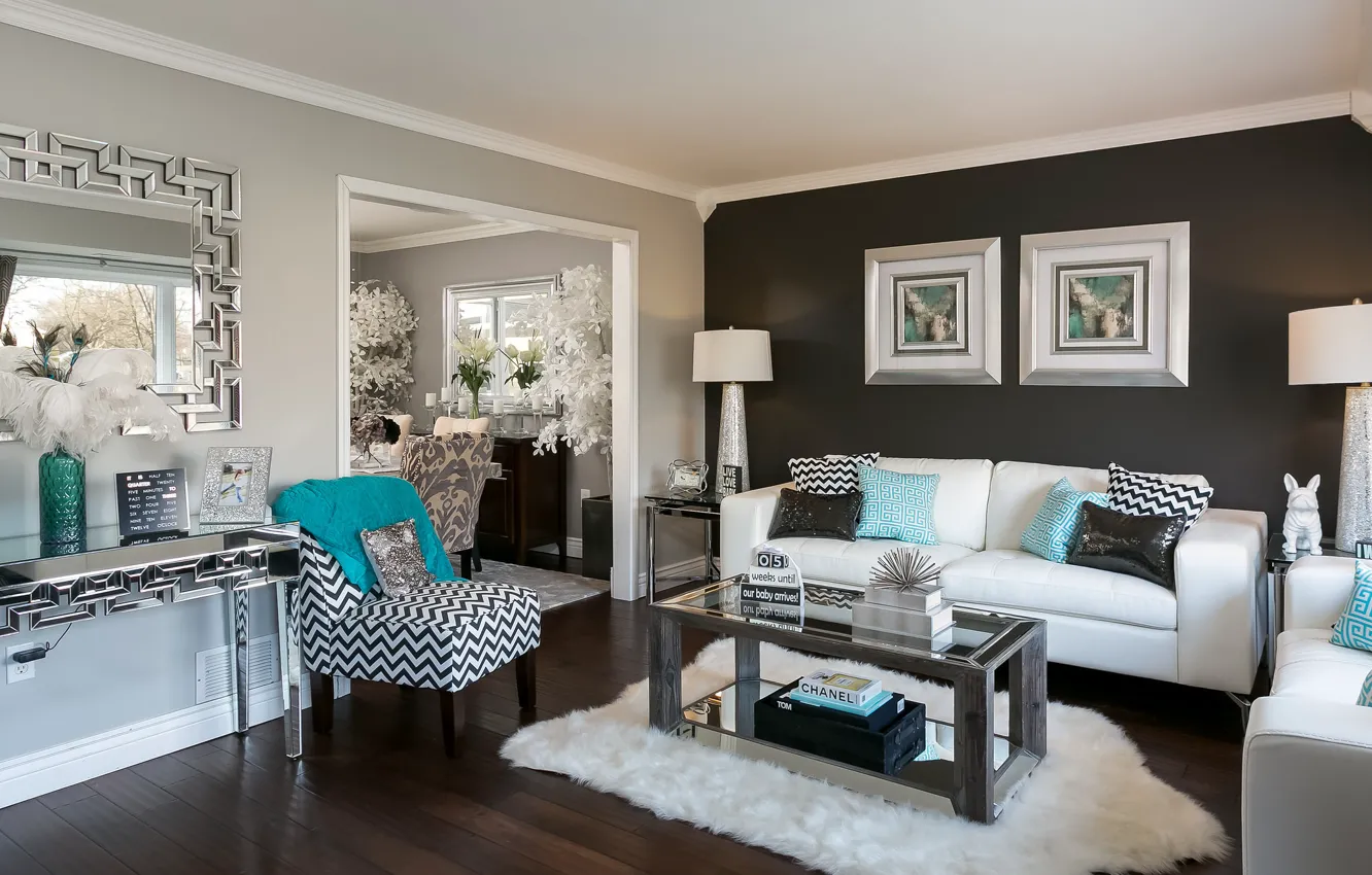 Photo wallpaper design, style, sofa, chair, living room, decor