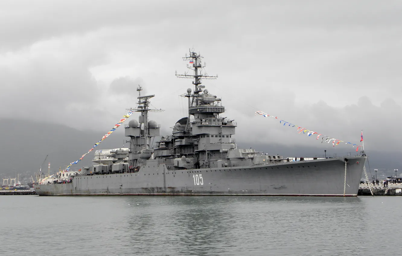 Photo wallpaper easy, cruiser, Novorossiysk, &ampquot;Mikhail Kutuzov&ampquot;, Museum ship, artillery, Tsemes Bay