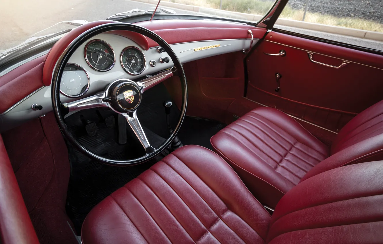 Photo wallpaper Porsche, 1960, 356, car interior, Porsche 356B 1600 Super Roadster