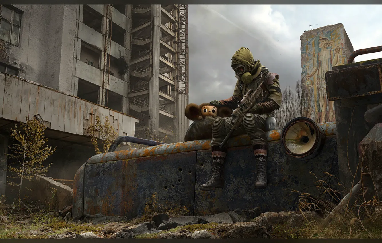 Photo wallpaper art, Cheburashka, Stalker, S. T. A. L. K. E. R. 2, Stalker 2, Stalker 2