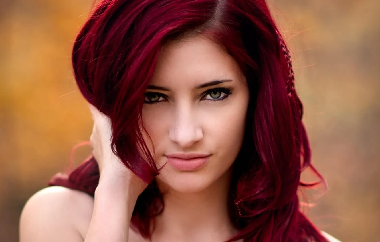 Photo wallpaper look, model, hair, red, eyes, beautiful, face, redhead