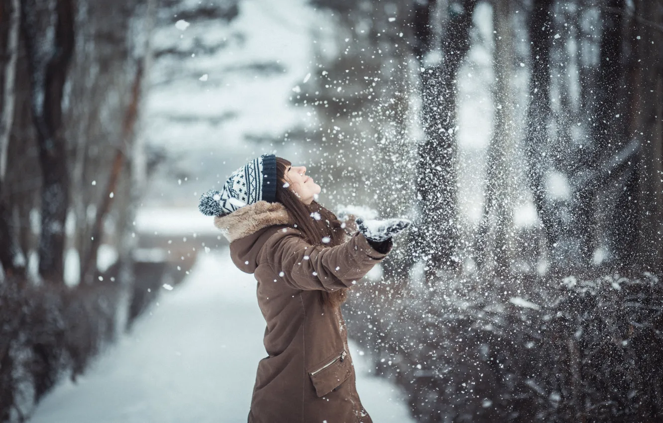 Photo wallpaper girl, snow, mood, Winter, girl, winter, mood, photographer Laverov Andrew