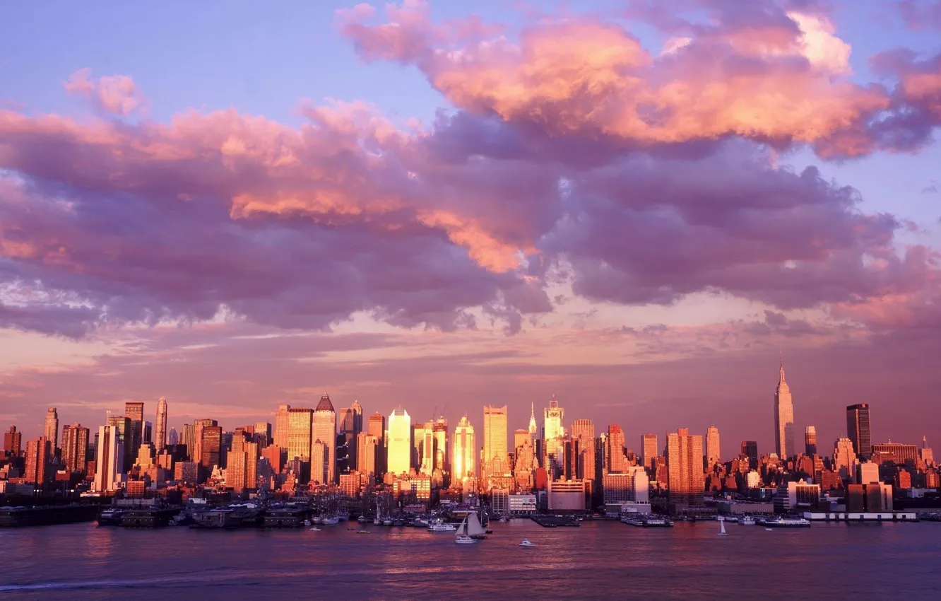 Photo wallpaper clouds, the city, panorama