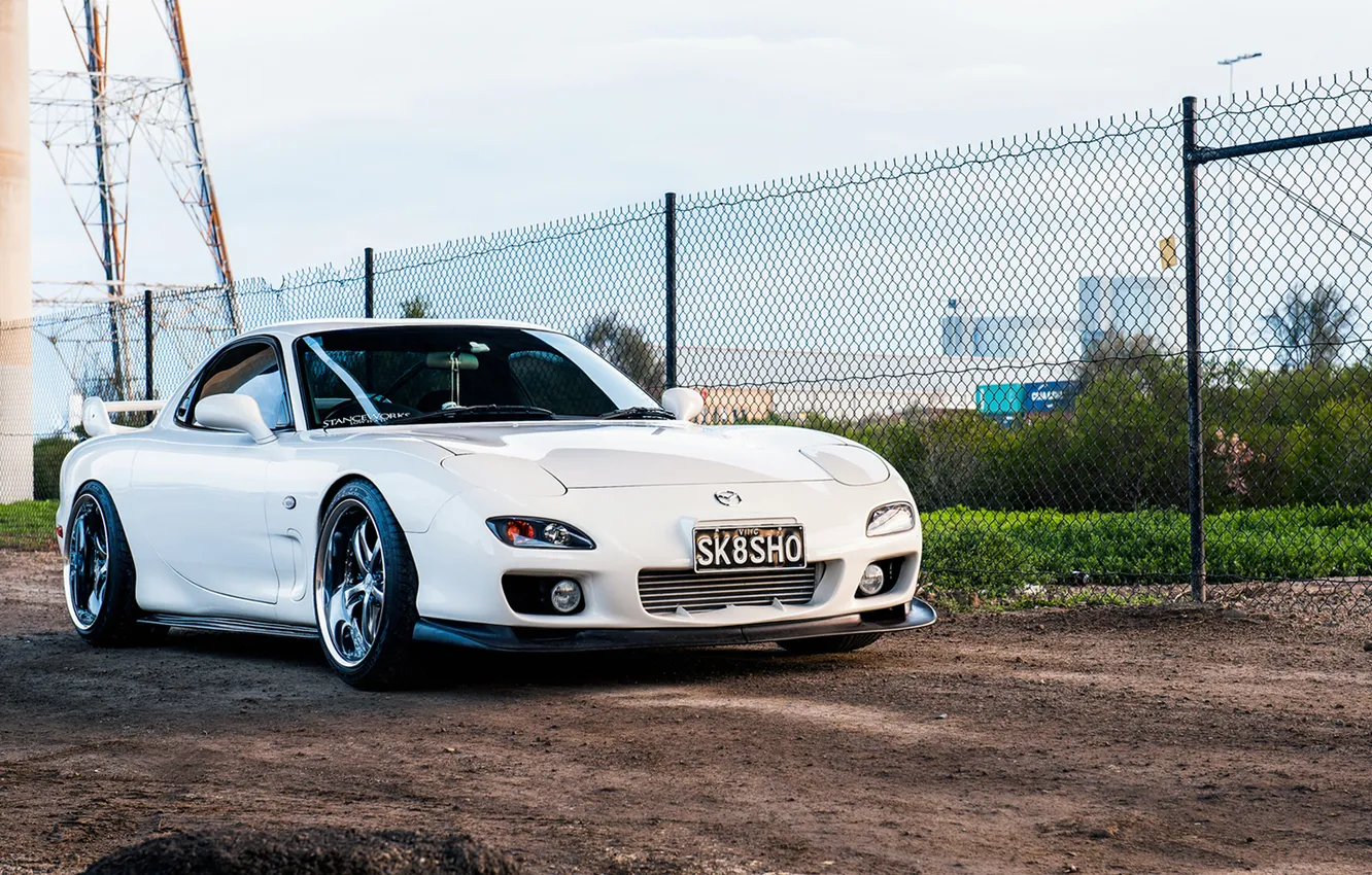 Photo wallpaper bridge, the fence, Mazda, rx7, Mazda