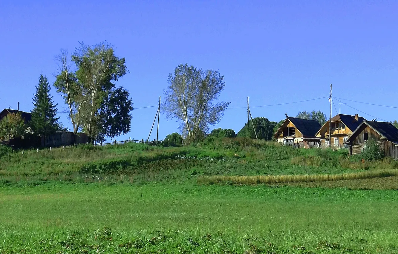 Photo wallpaper summer, village, taiga