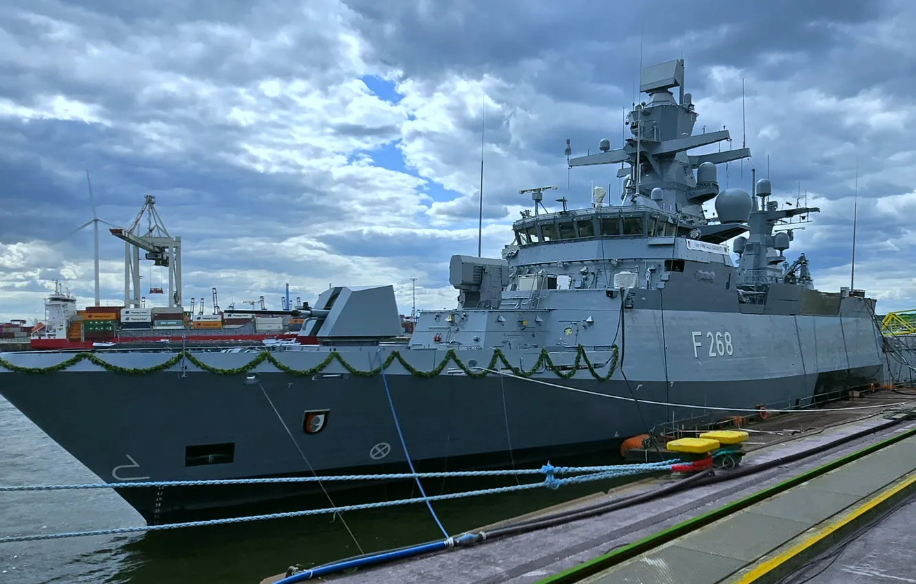 Photo wallpaper Corvette, The German Navy, FGS Augsburg
