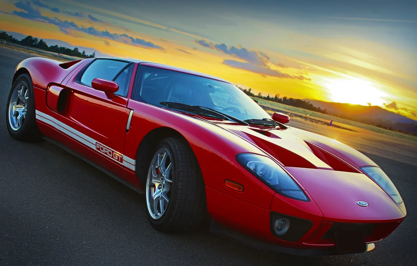 Photo wallpaper Ford, red, sky, gt