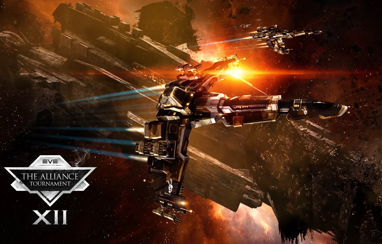 Photo wallpaper space, nebula, station, asteroids, space, ruins, battle, spaceship