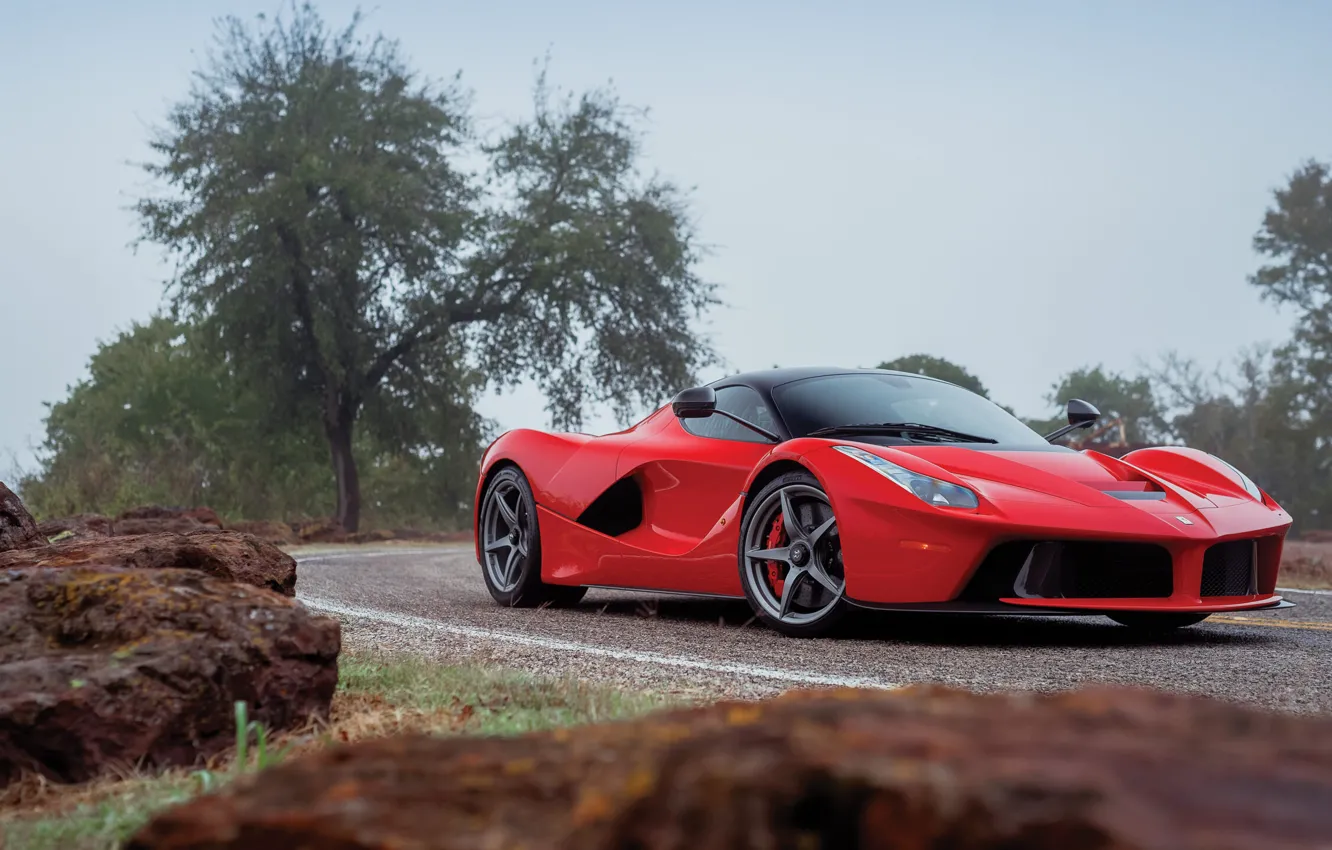 Photo wallpaper Red, Road, LaFerrari