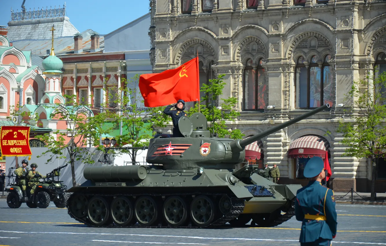 Photo wallpaper holiday, tank, parade, Red square, May 9