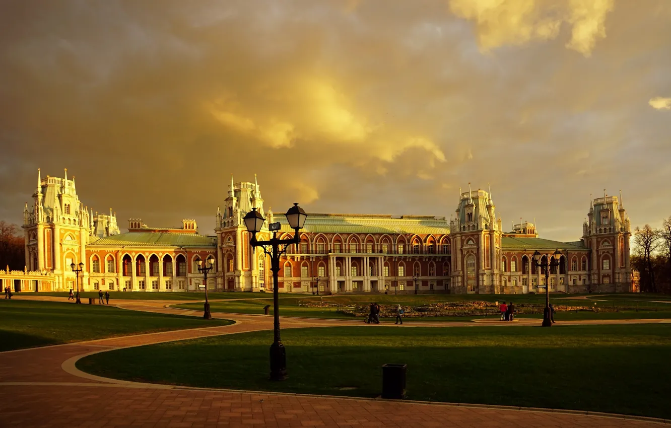 Photo wallpaper Park, building, the evening, Moscow, park, evening, Moscow, building