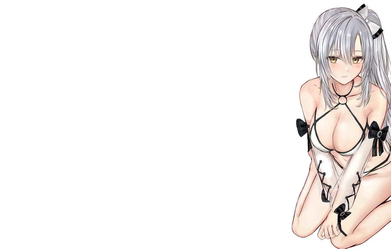 Photo wallpaper girl, sexy, cleavage, long hair, boobs, anime, beautiful, pretty