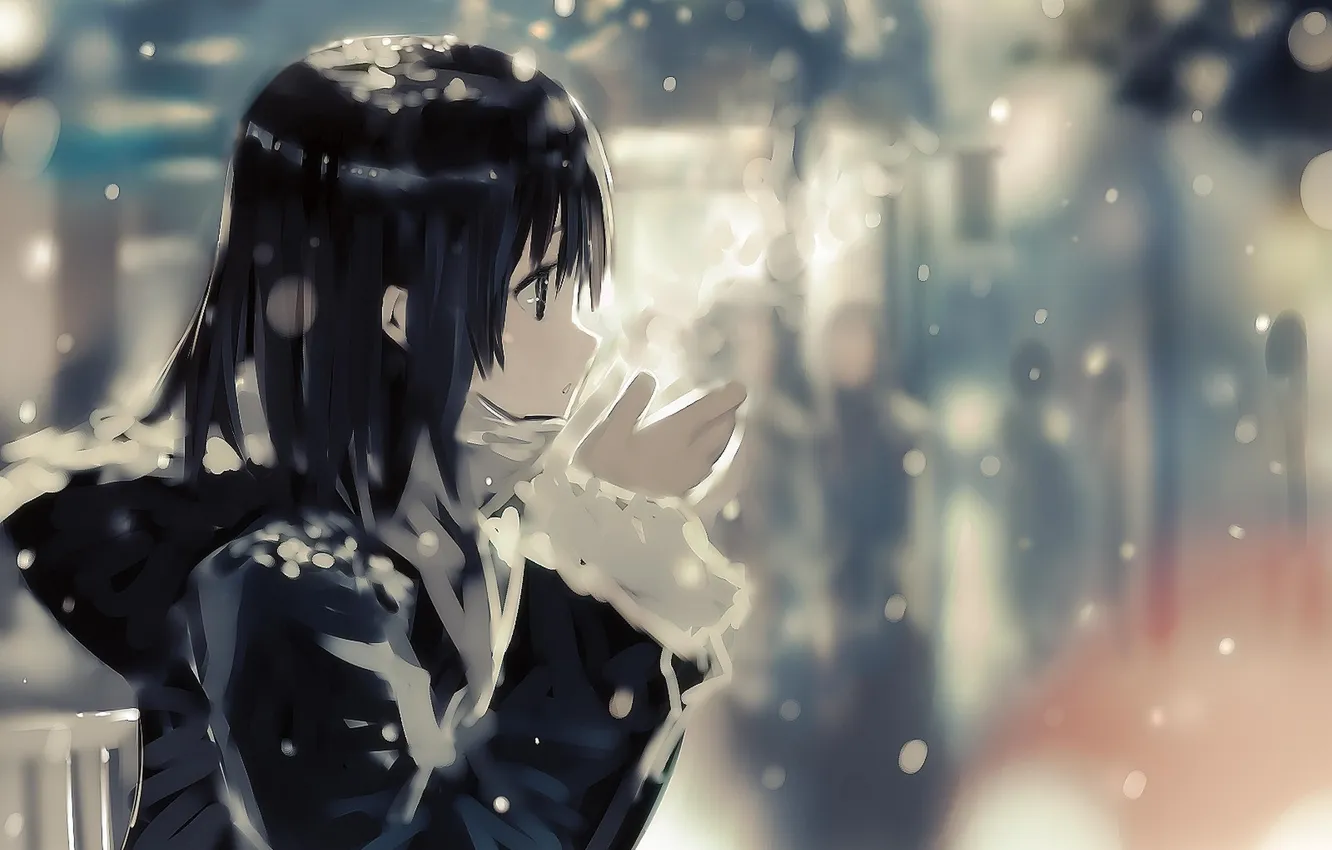 Photo wallpaper cold, winter, girl, snow, anime, art, pair, the biome