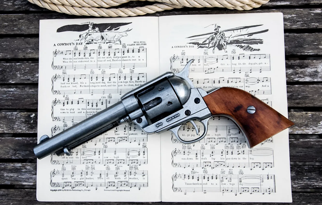 Photo wallpaper Revolver, Songbook, Cowboy's Day, Colt 45