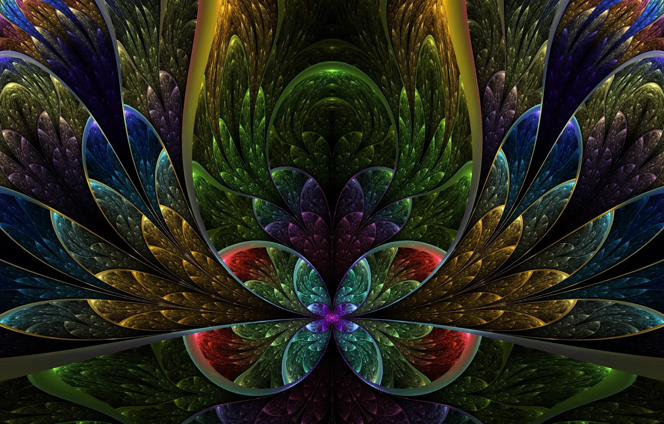 Photo wallpaper fractals, glass, petals, colorful, semicircle, leads