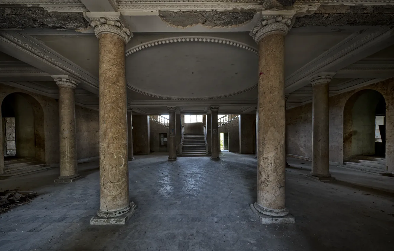Photo wallpaper interior, hall, columns