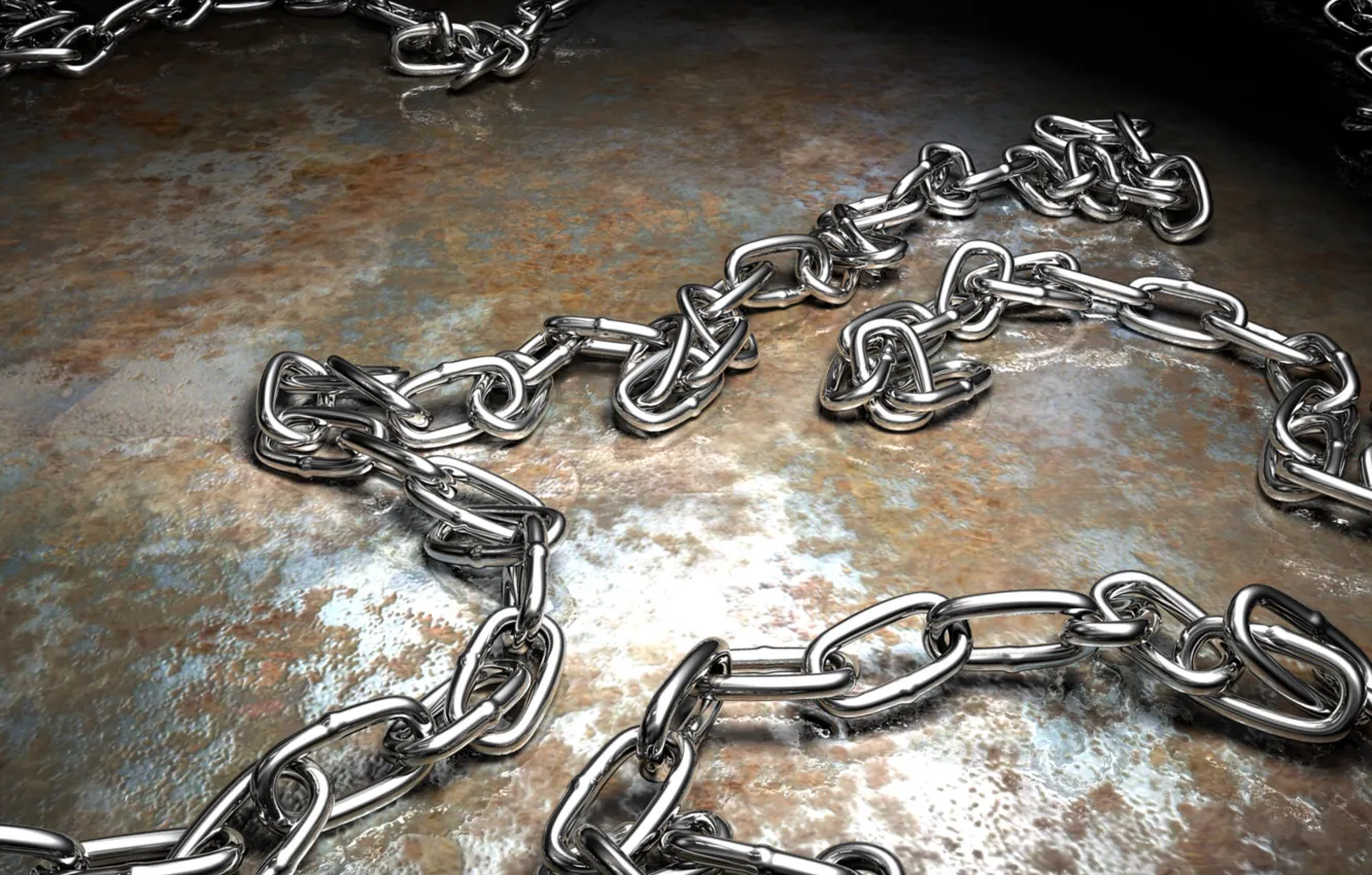 Photo wallpaper metal, chain, floor