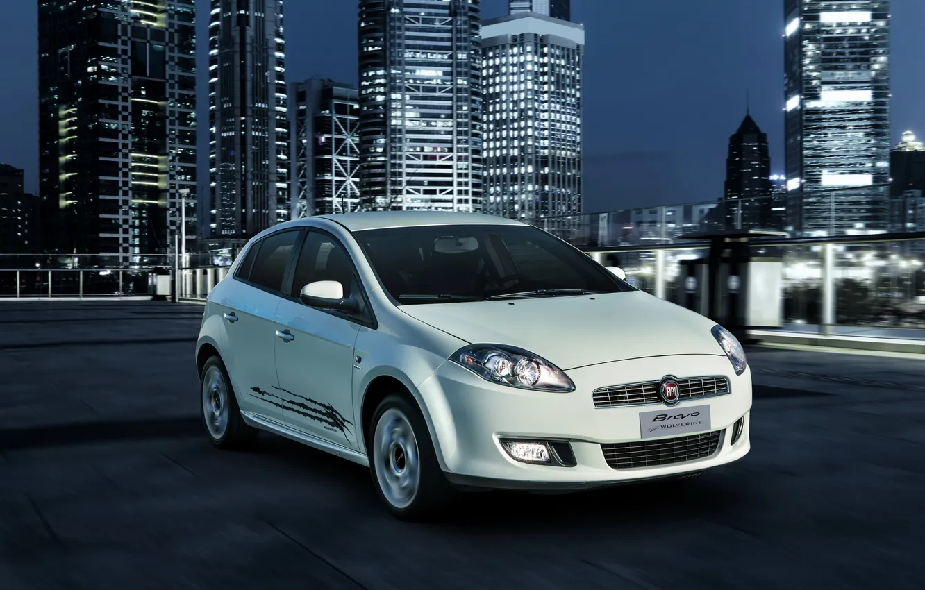 Photo wallpaper white, the city, photo, car, Fiat, 2013, Bravo, Wolverine Essence