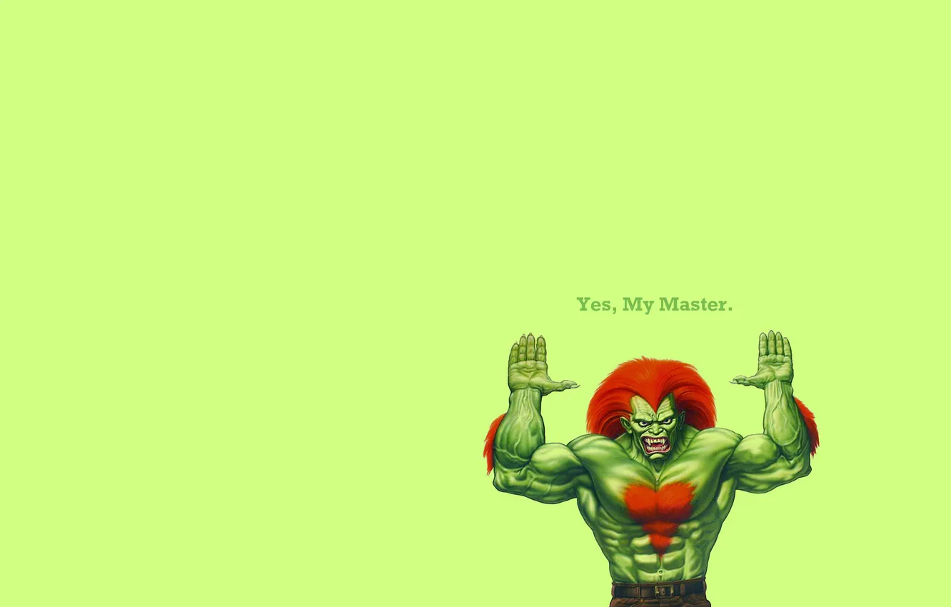 Photo wallpaper green, the inscription, minimalism, beast, the phrase, street fighter, street fighter, blanka