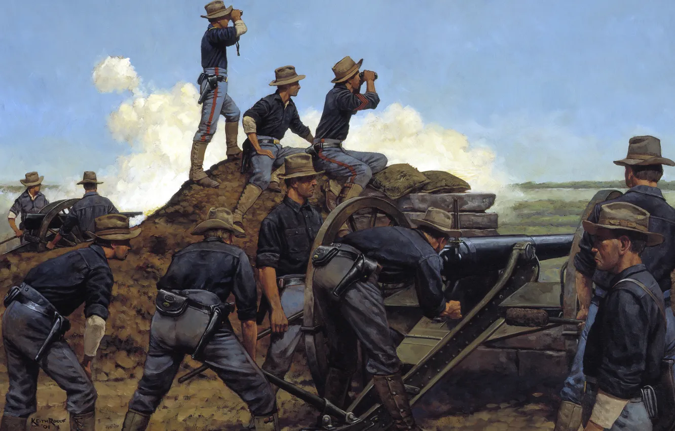 Photo wallpaper war, soldiers, gun, cowboy, Artillery, Utah Light
