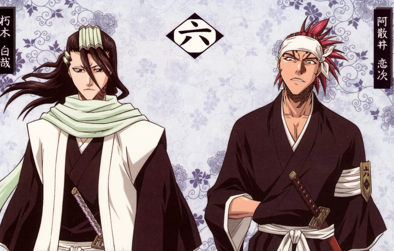 Photo wallpaper background, Bleach, Bleach, squad, kuchiki byakuya, brutal man, Abarai Renji, the captain and the Lieutenant