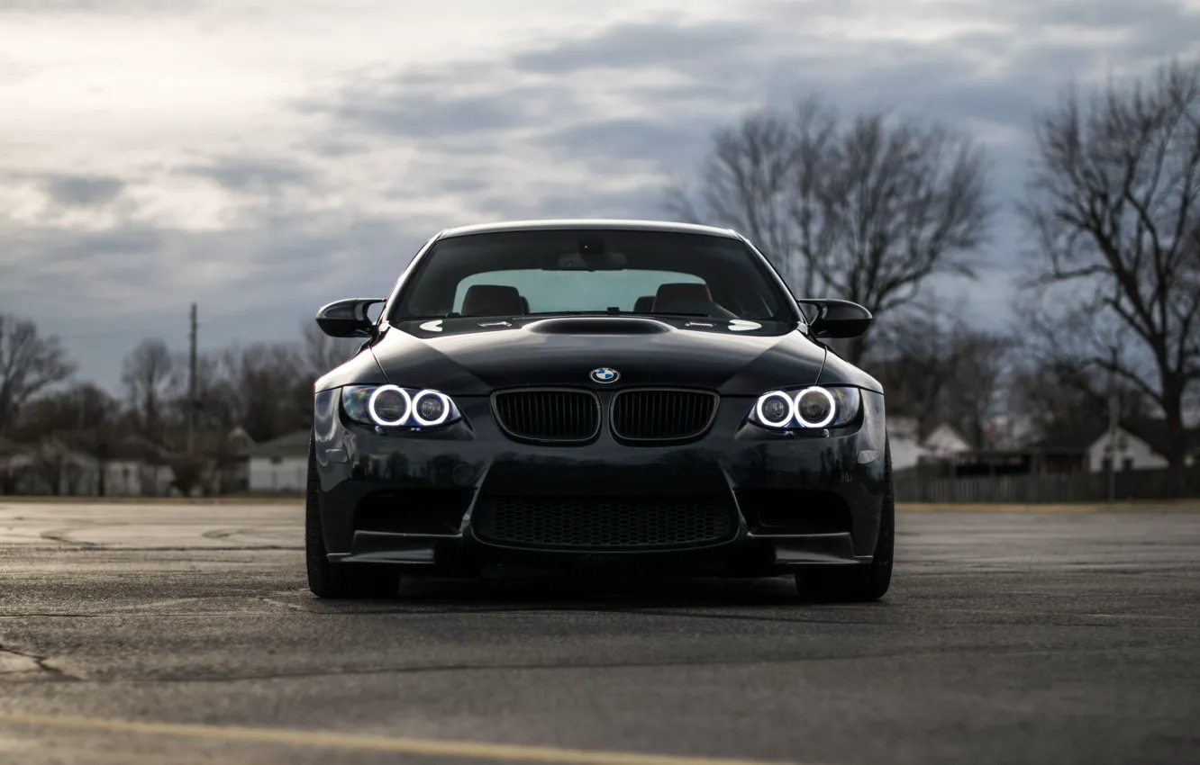 Photo wallpaper black, e92, m3, daytime running lights