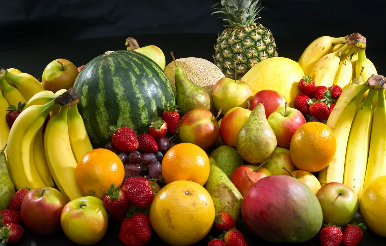 Photo wallpaper Apple, orange, watermelon, strawberry, pear, fruit, mango, pineapple