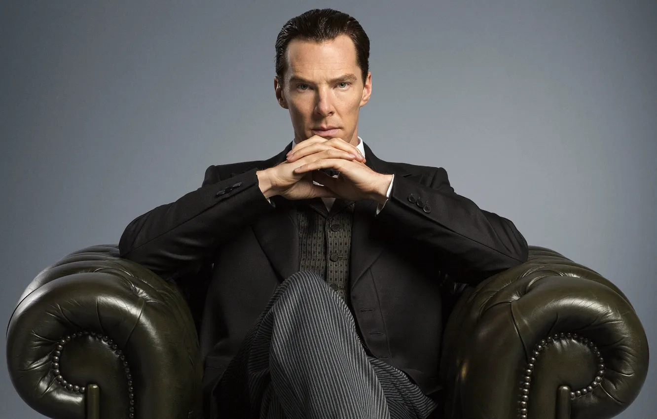 Photo wallpaper look, chair, sitting, Sherlock Holmes, Benedict Cumberbatch, Benedict Cumberbatch, Sherlock, Sherlock BBC