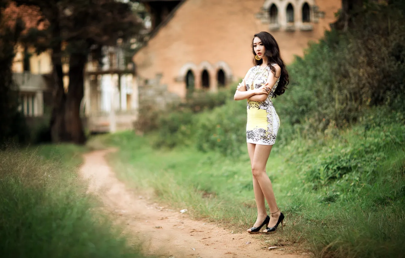 Photo wallpaper girl, pose, Asian