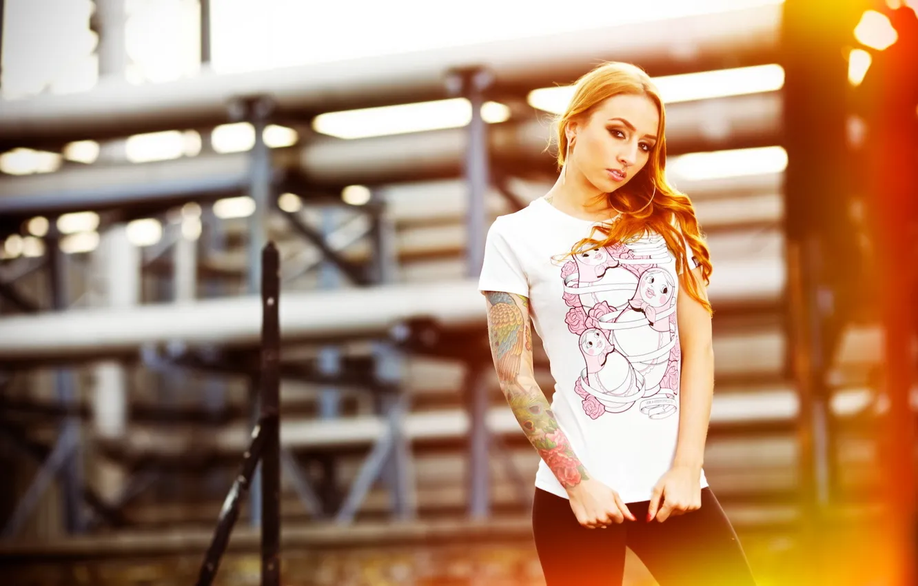 Photo wallpaper girl, light, background, tattoo, CHARLOTTE MORAN