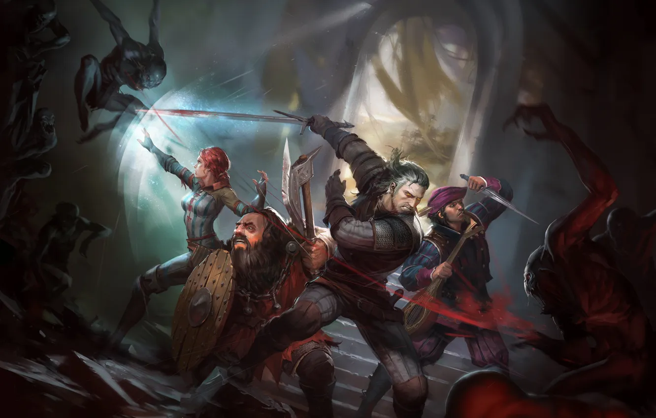 Photo wallpaper Sorceress, The Witcher, The Witcher, Geralt, Triss Merigold, Dwarf, Fantasy Flight Games, CD Projekt Red
