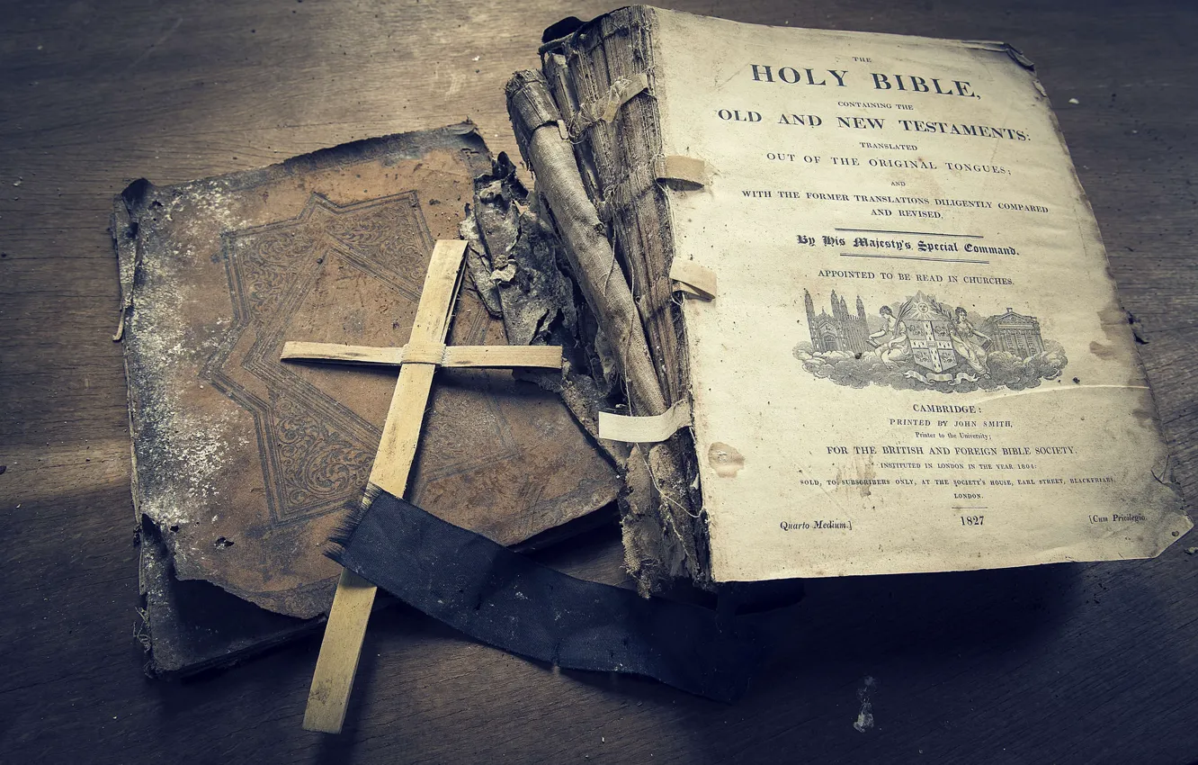 Photo wallpaper cross, book, the Bible