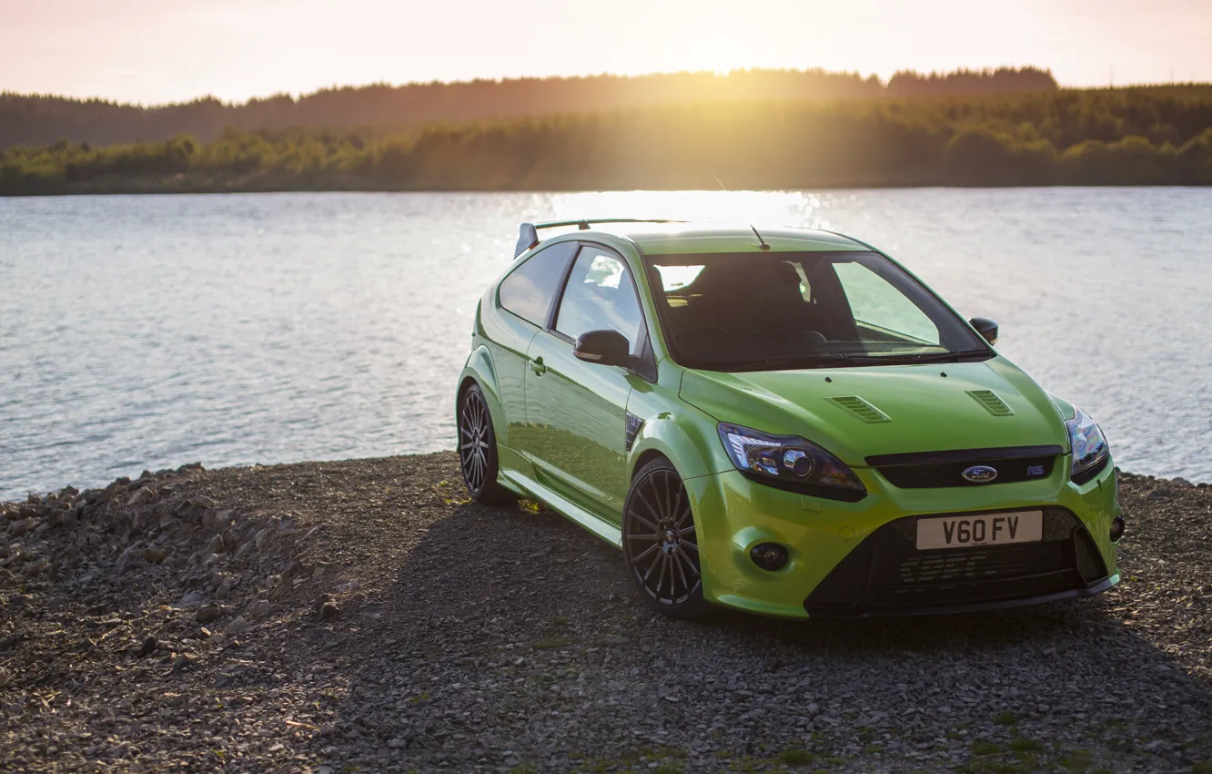 Photo wallpaper green, Ford, water, focus
