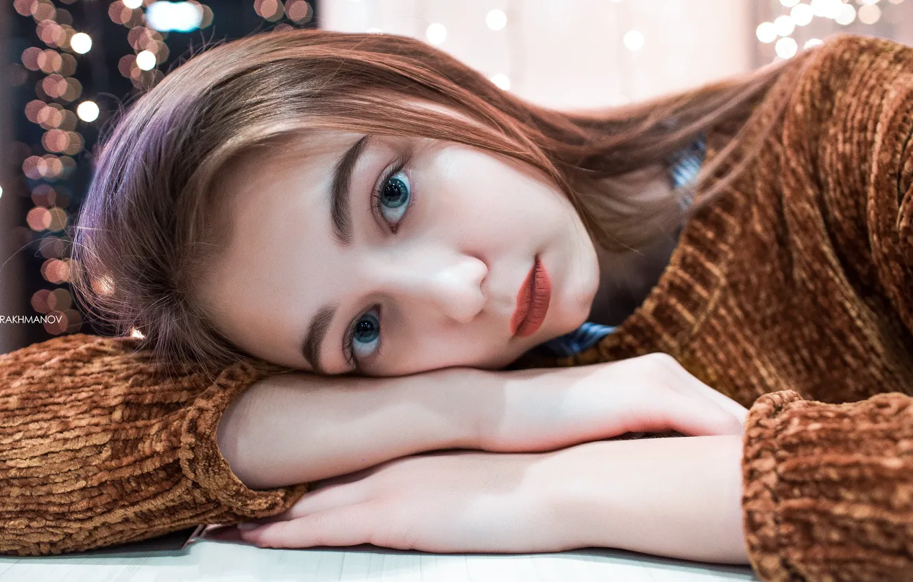 Photo wallpaper girl, long hair, brown hair, photo, photographer, blue eyes, model, beauty