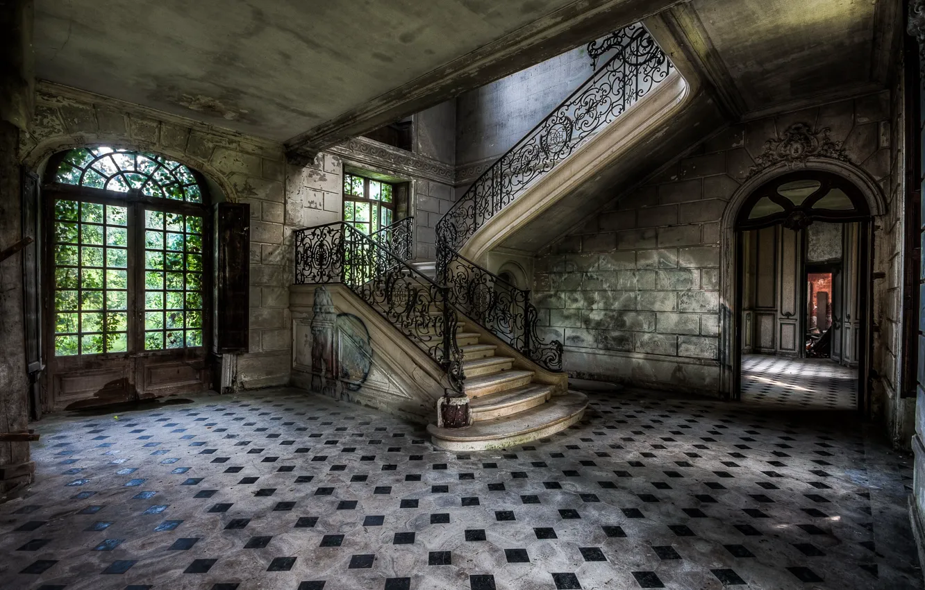 Photo wallpaper room, ladder, mansion, abandonment