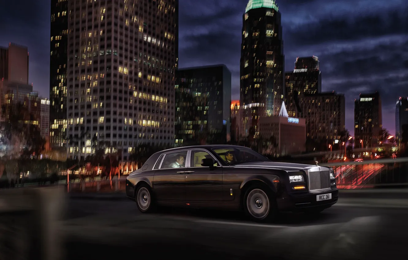 Photo wallpaper night, the city, Rolls-Royce, limousine