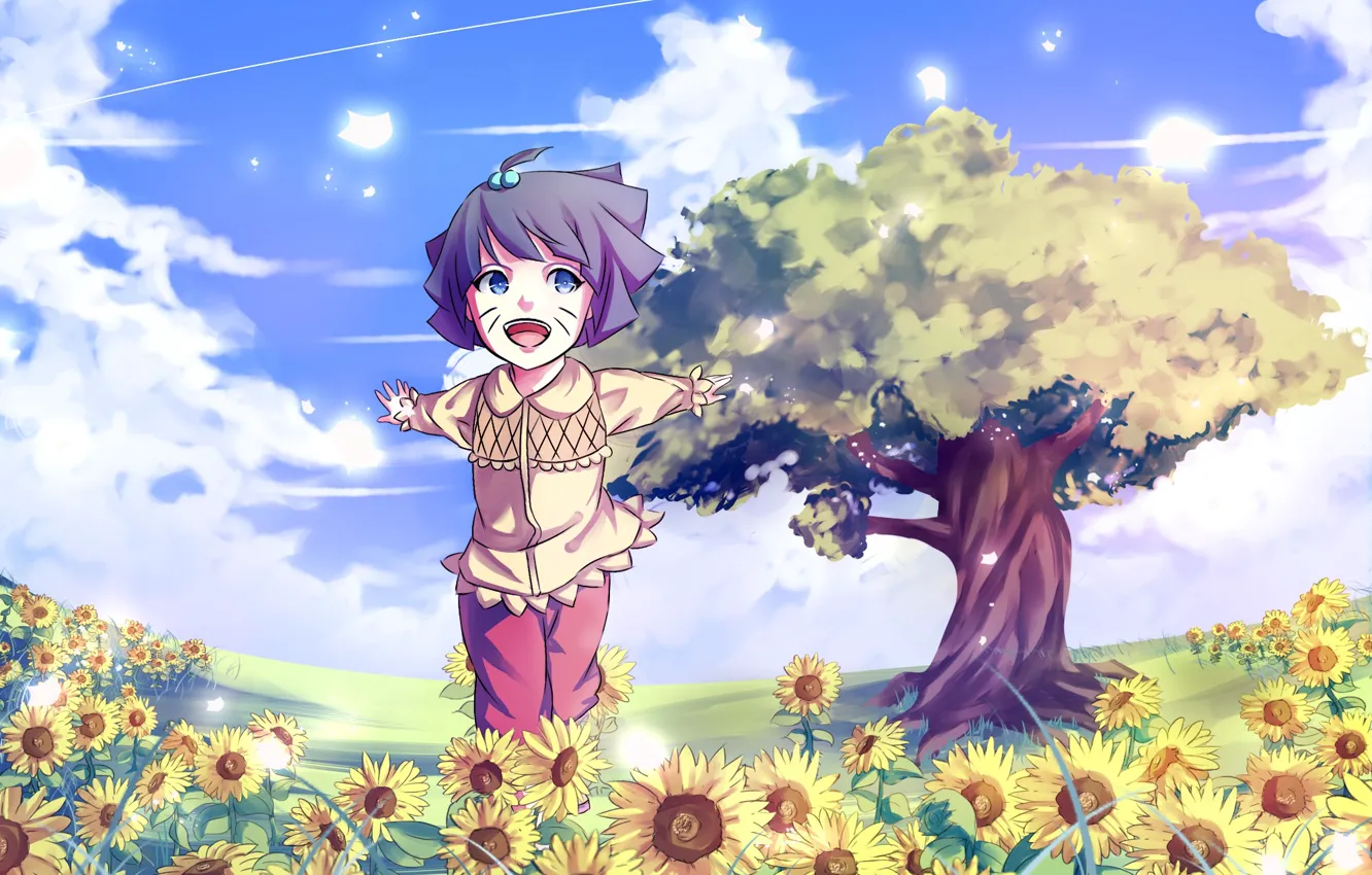 Photo wallpaper summer, children, girl, Naruto, art, neeko_tan, Himawari