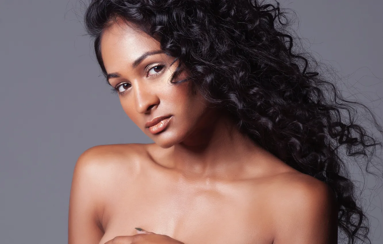 Photo wallpaper girl, brunette, black