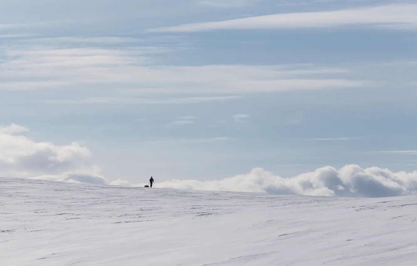 Photo wallpaper the sky, snow, people