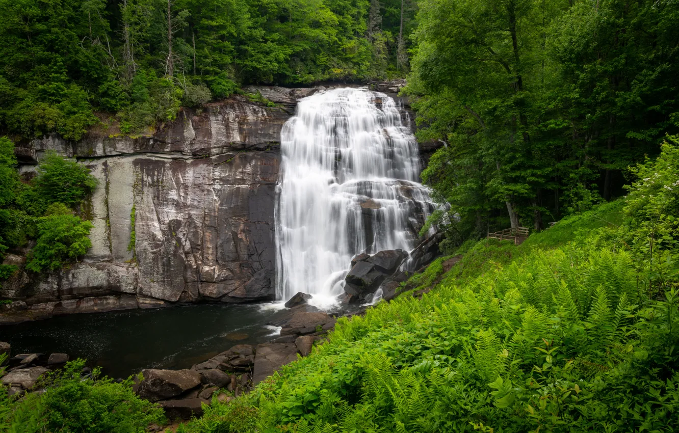 Photo wallpaper nature, rocks, shore, waterfall, stream