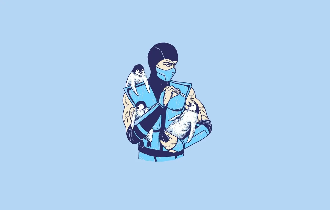 Photo wallpaper minimalism, humor, penguins, art, Penguins, art, Sub-Zero, below zero