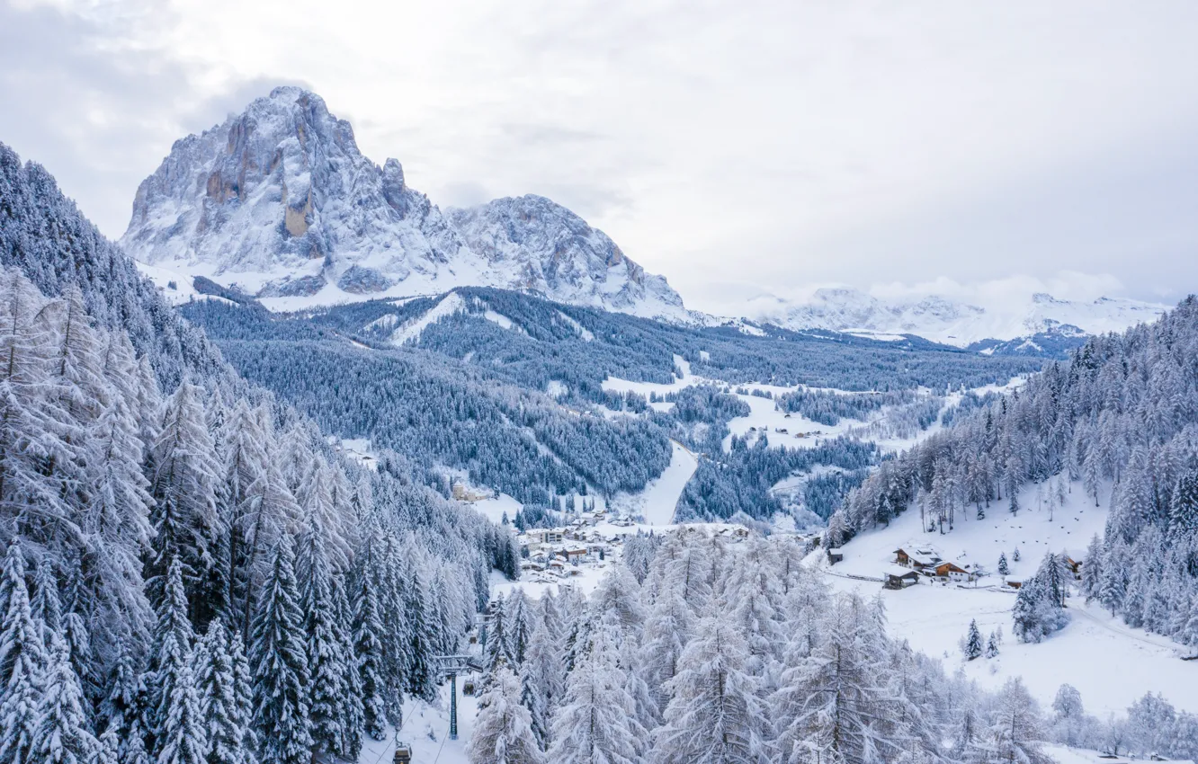 Photo wallpaper winter, snow, trees, landscape, mountains, tree, forest, landscape