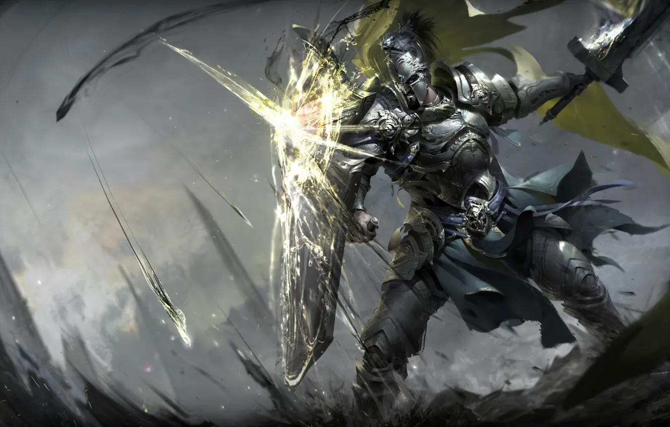 Photo wallpaper sword, armor, warrior, art, armor, shield, Warriors