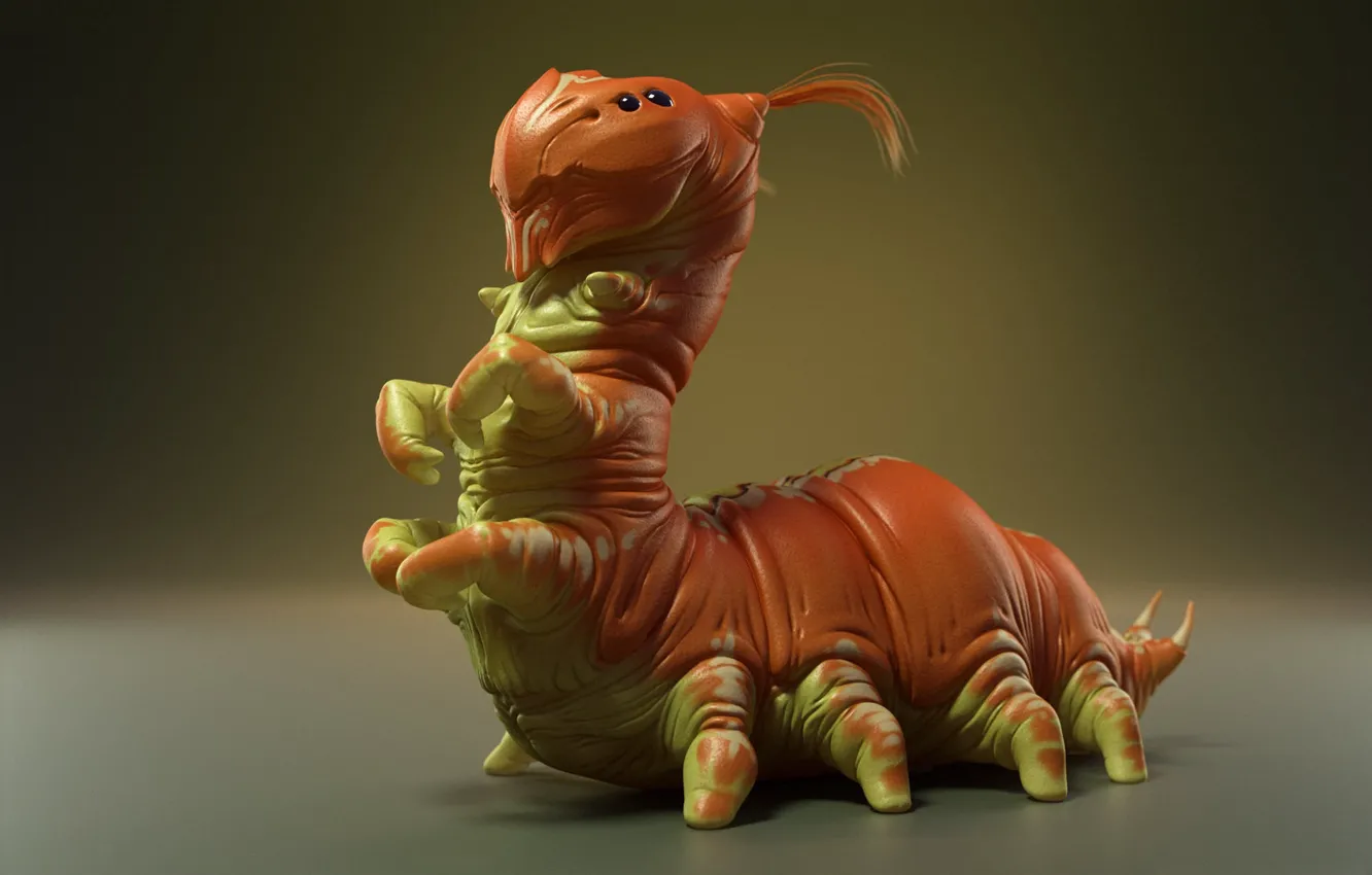 Photo wallpaper caterpillar, art, Carsten Stueben, Grub