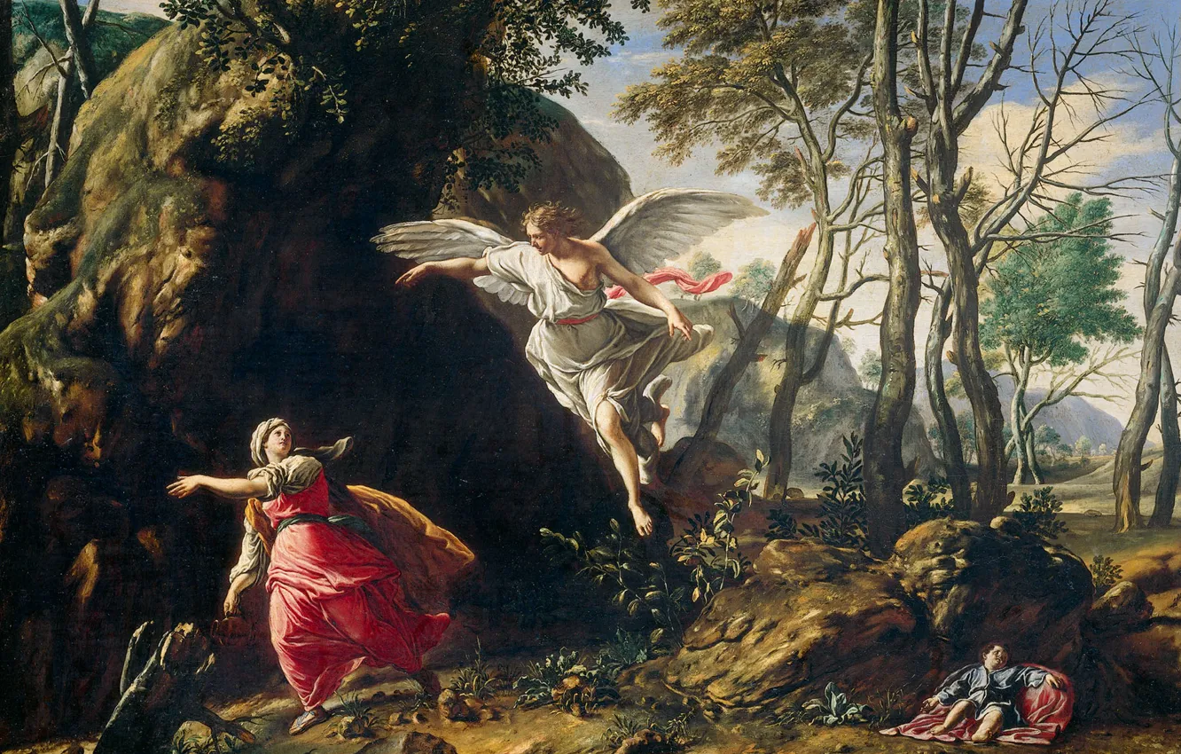 Photo wallpaper angel, picture, myth, Francesco Cozza, Hagar and Ishmael in the Desert